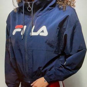 FILA Natalie Funnel Neck Navy Windbreaker